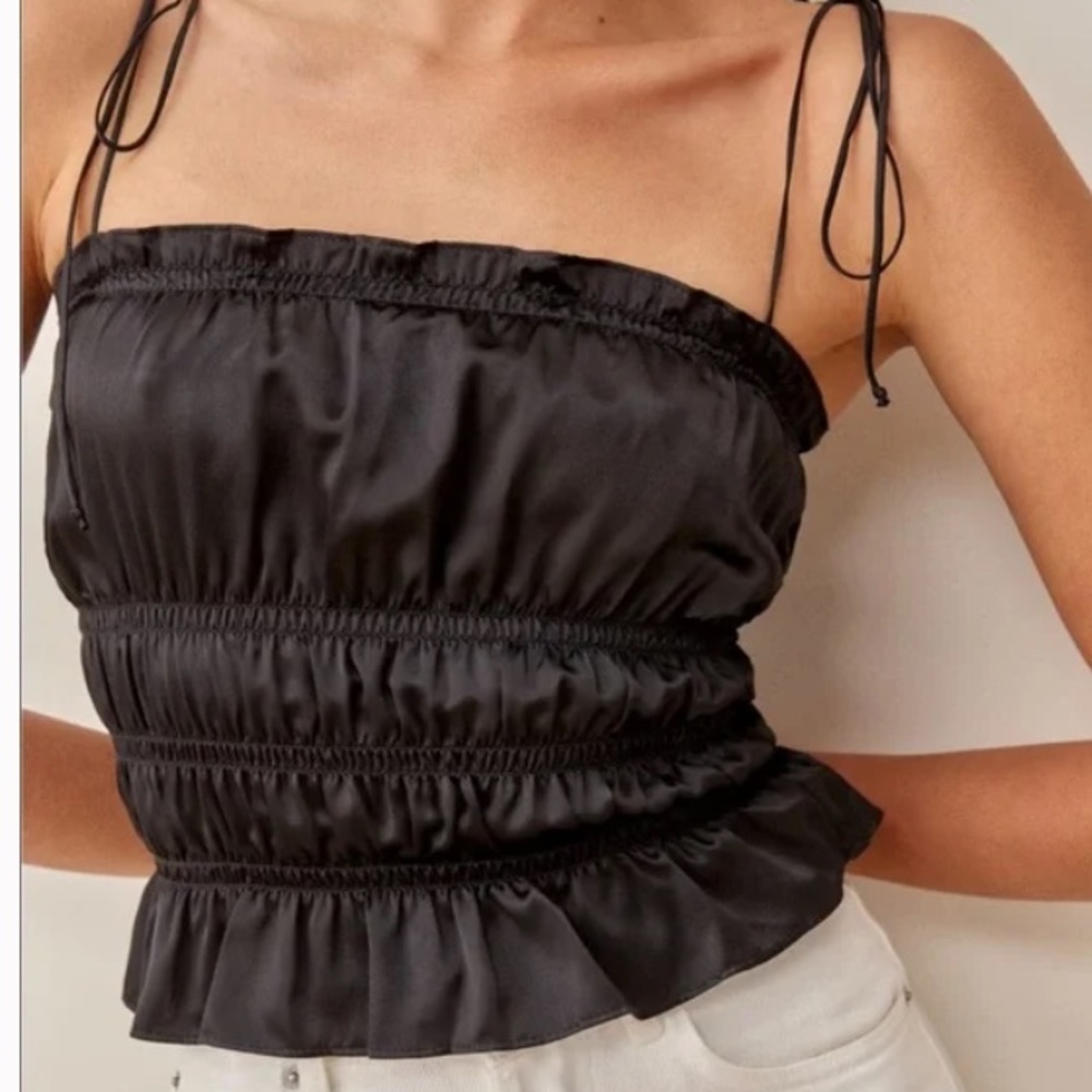 NWT REFORMATION BLACK SILK TOP M